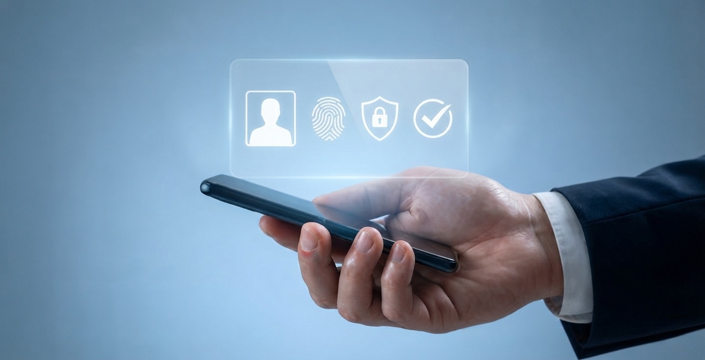 Personne utilisant l'authentification biométrique par empreinte digitale sur son application bancaire mobile